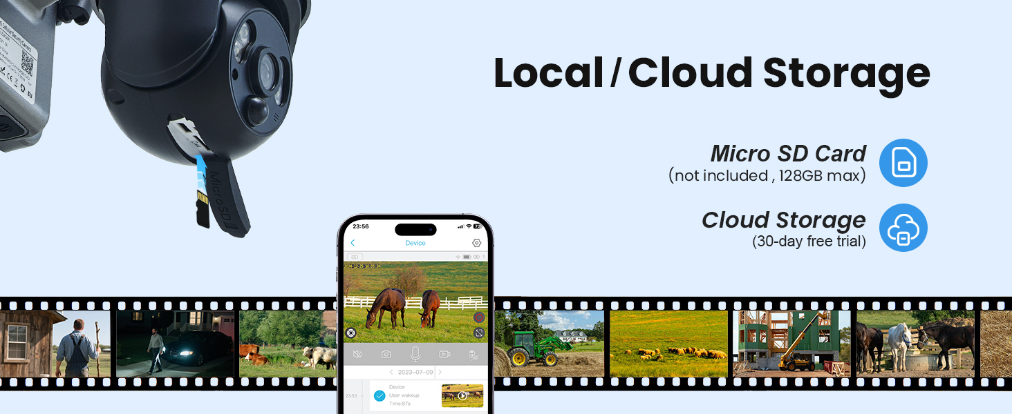 4G Cellular Security Camera Wireless Outdoor Solar Powered with SIM Card, No WiFi Needed, Motion Detection, 2K HD Color Night Vision, Waterproof, 2-Way Audio, Phone Alert, SD Card and Cloud Storage