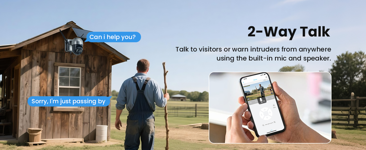 4G Cellular Security Camera Wireless Outdoor Solar Powered with SIM Card, No WiFi Needed, Motion Detection, 2K HD Color Night Vision, Waterproof, 2-Way Audio, Phone Alert, SD Card and Cloud Storage