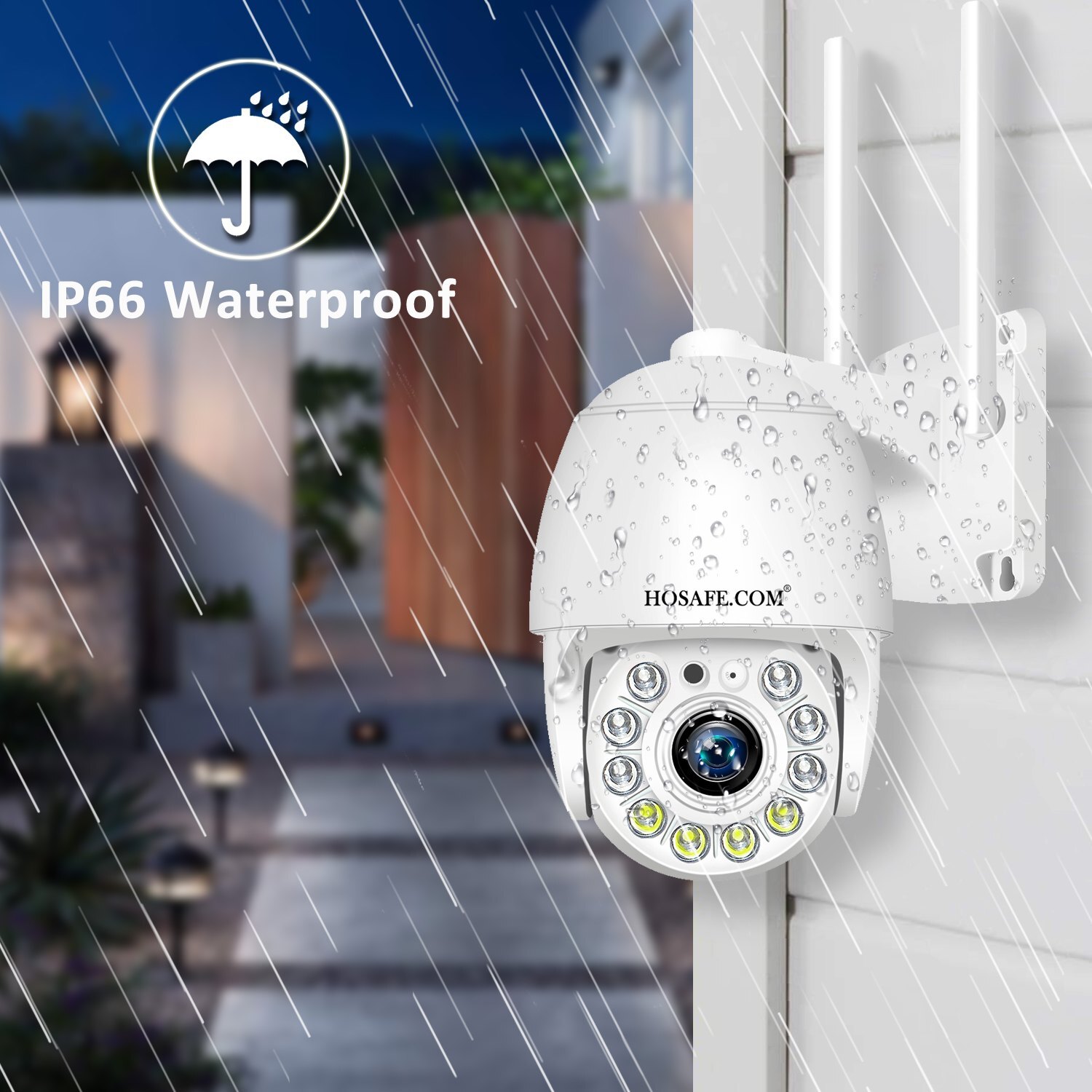 Outdoor Security Camera WiFi Wireless IP Surveillance Camera with Night Vision up to 65ft Motion Detection Alarm/Recording Support Max 64GB SD Card