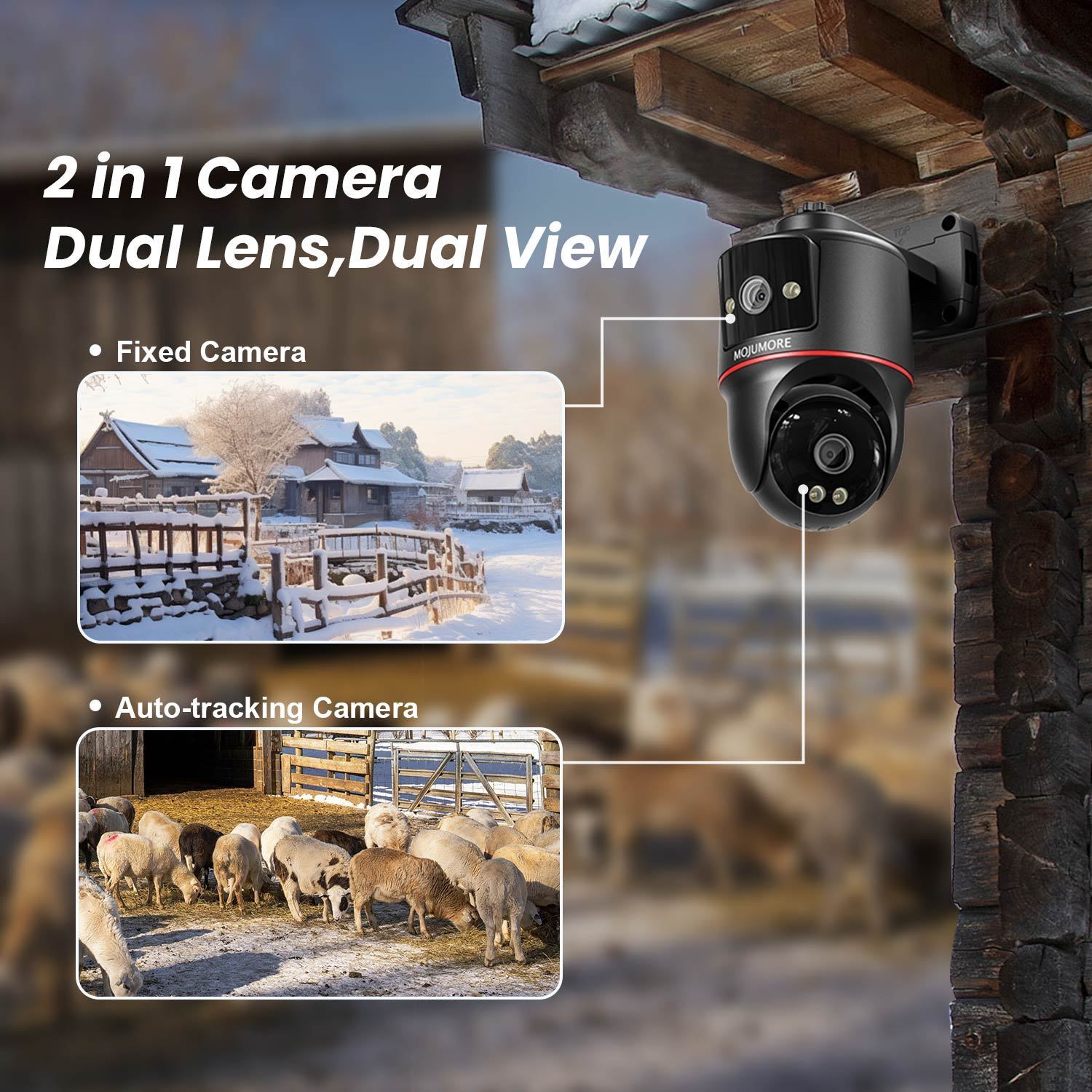 4G LTE Dual-Lens Surveillance Camera, 2K Wired No WiFi CCTV Camera ...
