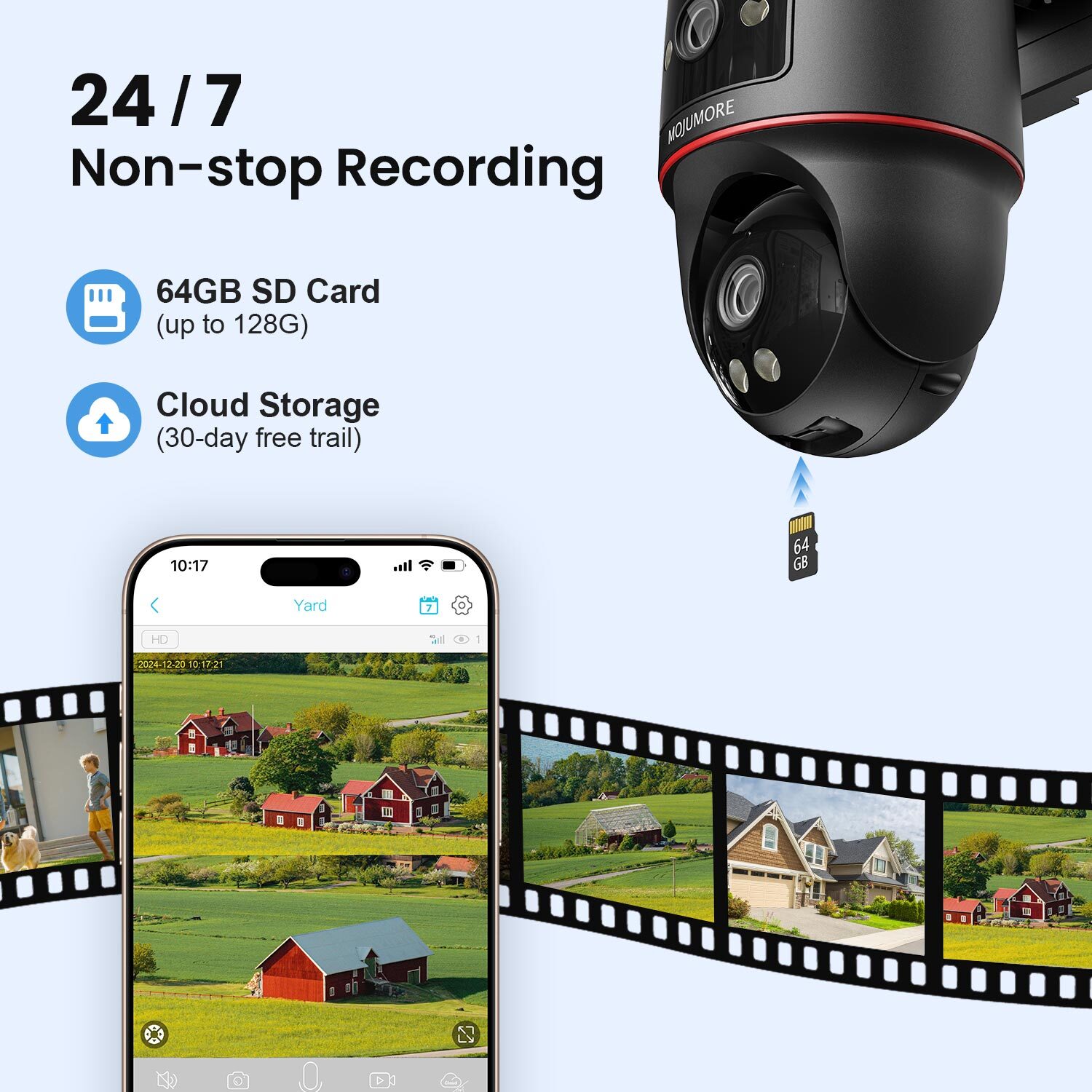 4G LTE Dual-Lens Surveillance Camera, 2K Wired No WiFi CCTV Camera ...
