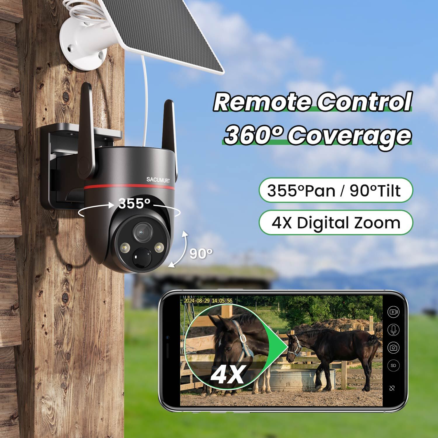2 Pcs 4G Cellular Security Camera Outdoor, Solar-Powered CCTV Camera ...