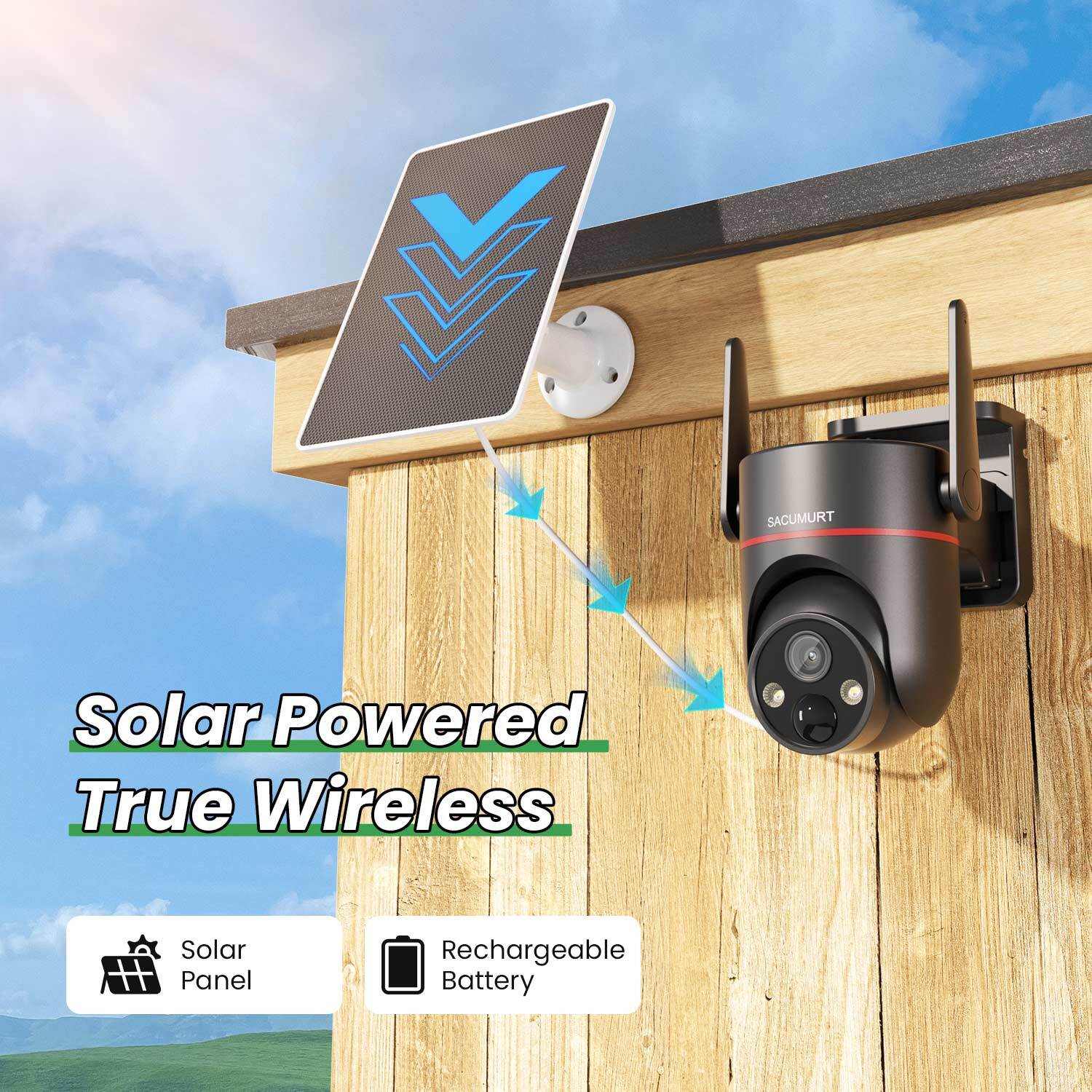 1 PC Solar-Powered Security Camera, 4G LTE Surveillance Camera Outdoor ...
