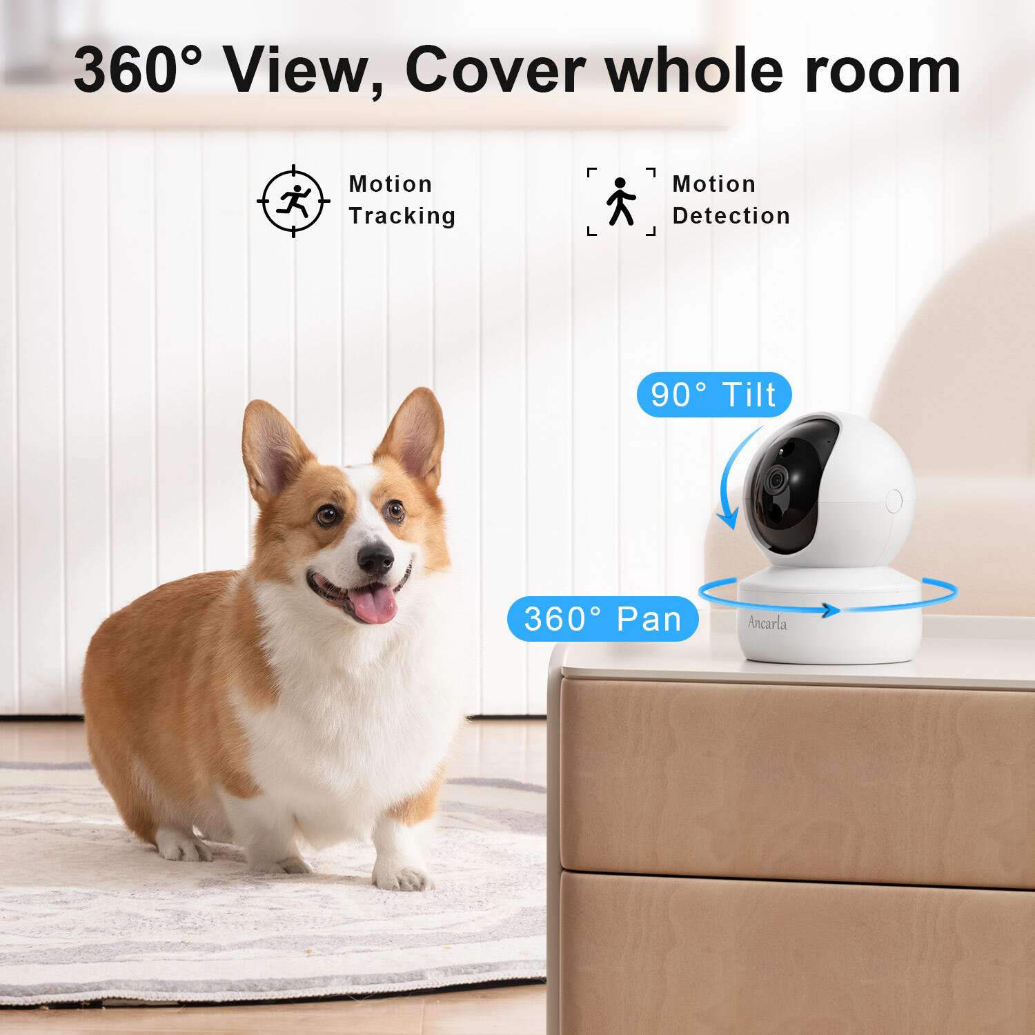 Security Camera Indoor, Cameras for Home Security Indoor, 360° Pan&Tilt ...