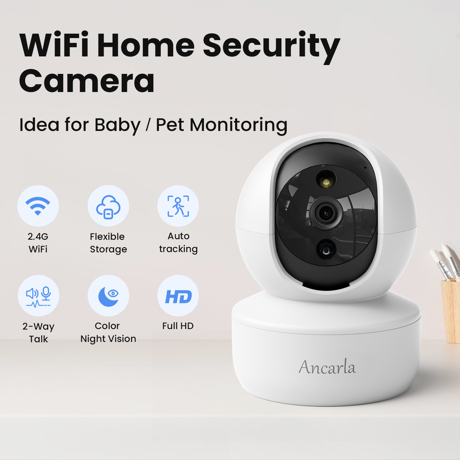 Security Camera Indoor, Cameras for Home Security Indoor, 360° Pan&Tilt ...