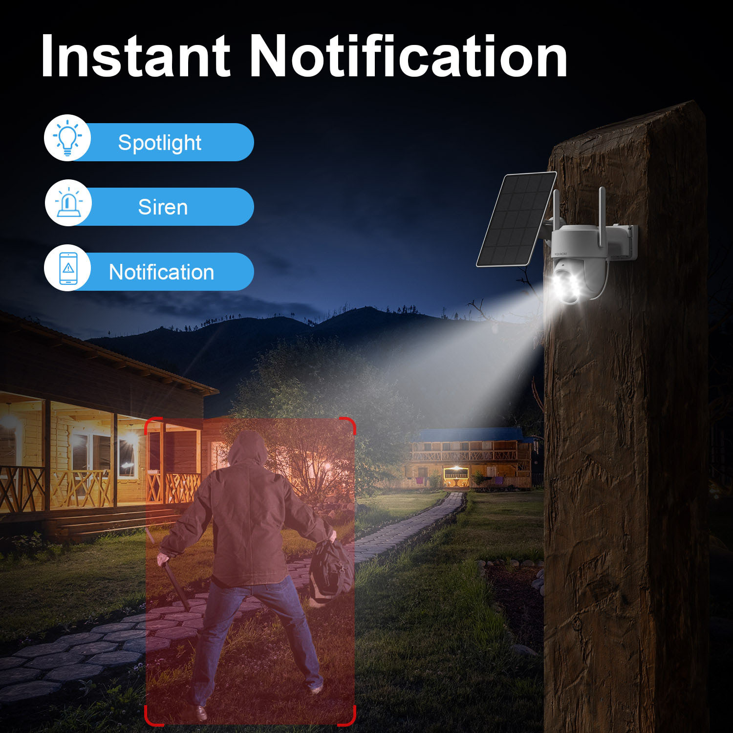 1 PC 4G LTE Security Camera Outdoor Wireless, Solar-Powered ...