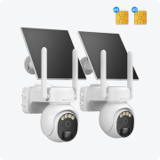 HOSAFE 2-Pack 4G Solar PTZ Security Camera Kit