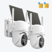 2 Pcs 4G LTE Wireless Surveillance Camera, Solar-Powered Outdoor Camera, Security Camera Wireless Outdoor, 2K HD Color Night Vision, Two-Way Audio, 360° PTZ, PIR Motion Detection, Instant Alert, Built-in SIM Card, SD/Cloud Storage, Remote Access