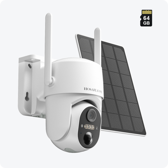 HOSAFE S52 2K Solar WiFi PTZ Camera installed outdoors