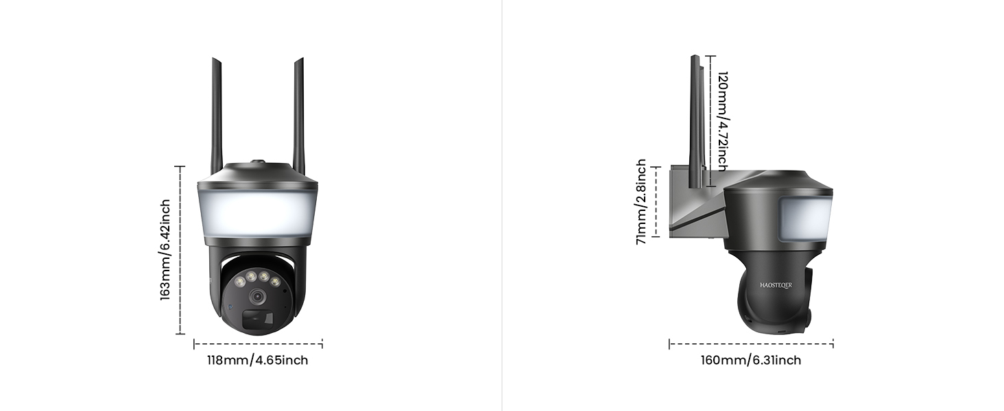 4G LTE Cellular Security Camera Wireless Outdoor, No WiFi Security Cameras Solar Powered, PIR Detection, 360°Cameras for Home Security with Floodlight, 2K Color Night Vision, Built-in SIM Card