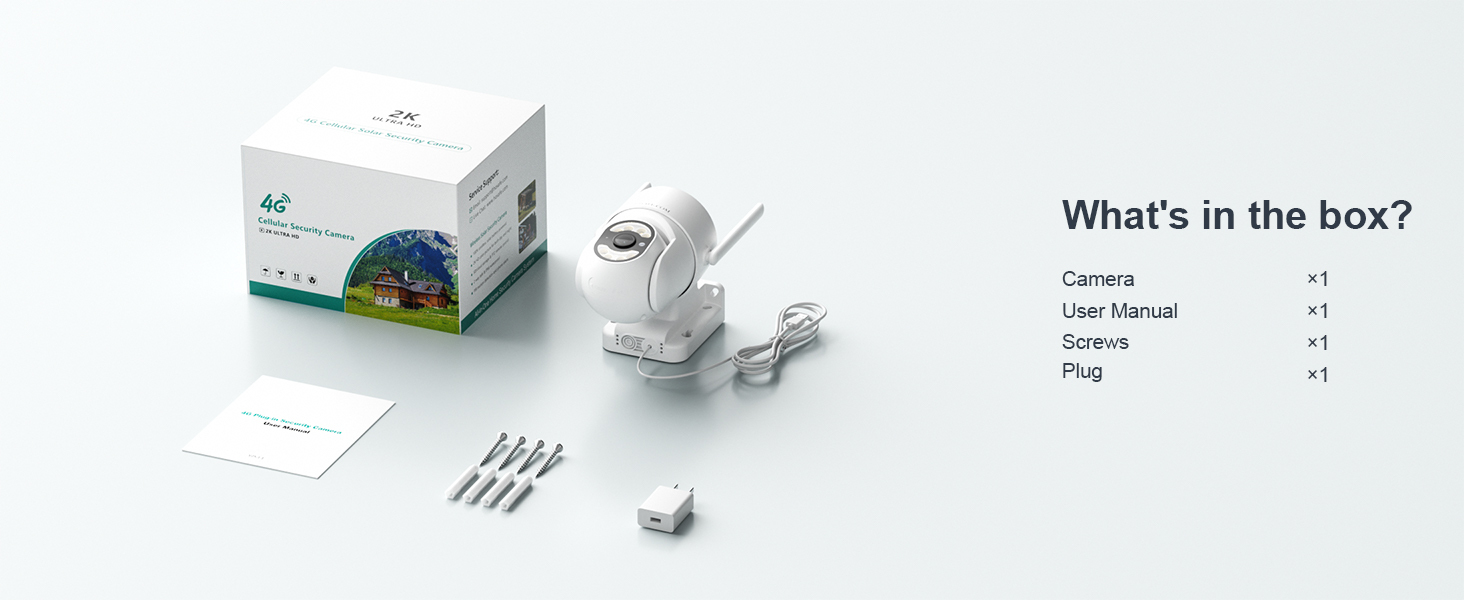 4G LTE Plug-in Security Camera Outdoor, No WiFi Surveillance Camera, Wired Camera Security, 24/7 Recording, Motion Detection & Auto Ttracking, 360° View, 2K Color Night Vision, 2-Way Talk, Built-in SIM Card & SD Card, App Remote Control