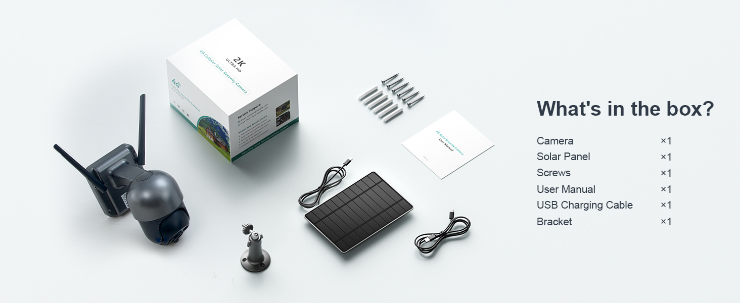 4G Cellular Security Camera Wireless Outdoor Solar Powered with SIM Card, No WiFi Needed, Motion Detection, 2K HD Color Night Vision, Waterproof, 2-Way Audio, Phone Alert, SD Card and Cloud Storage