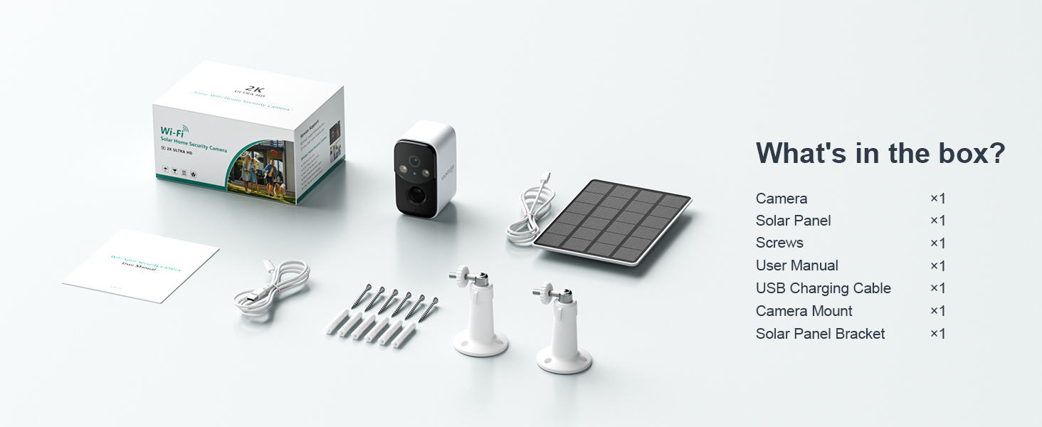 Security Cameras Wireless Outdoor, Solar WiFi Cameras for Home Security, Motion Detection, Instant Phone Notifications, SD/Cloud Storage, 2K Color Night Vision, IP66 Waterproof