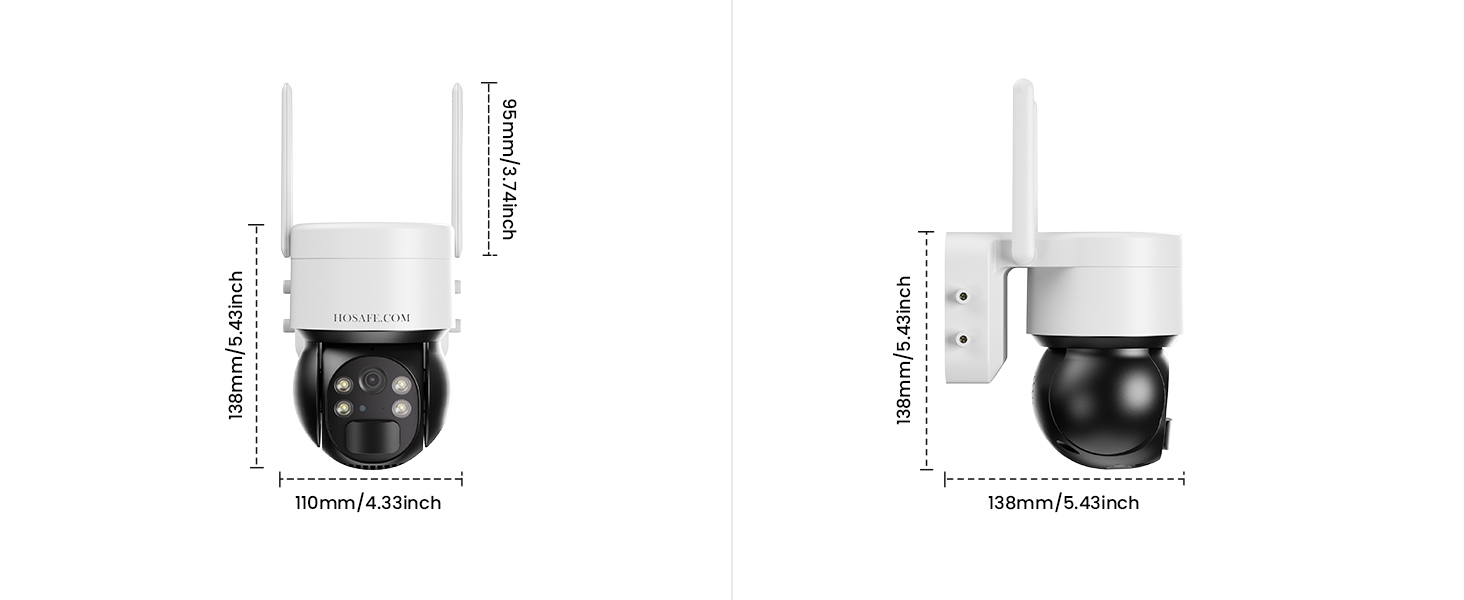 2 Pcs WiFi Security Camera, Wireless Solar Camera Outdoor, Surveillance Camera for Home Security, PIR Motion Detection, Two-Way Audio, Color Night Vision, 360° PTZ Remote Control, SD Card/Cloud Storage, Works with Phone
