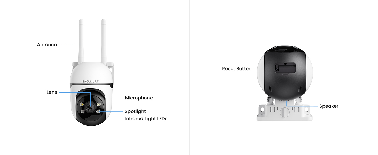 4 Pcs WiFi Outdoor Camera Security, Plug-in Surveillance Camera, Security Camera with PIR Motion Detection, Two-Way Audio, 24/7 Recording, Color Night Vision, 360° View, Cloud Storage, Ideal for Garage, Backyard & Entrance, App Remote Control