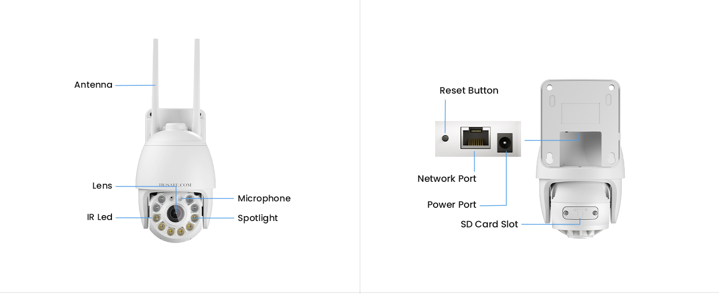 Hosafe WiFi Security Cameras Wireless Outdoor, Camera for Home Security 4MP HD, Outdoor Camera Wireless, Floodlight Motion Detection, Pan Tilt Auto Tracking, Two Way Audio, Color Night Vision, IP66
