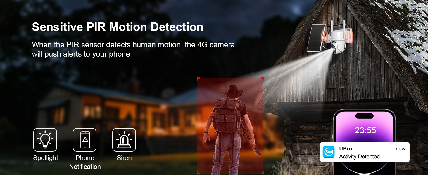 4G LTE Cellular Security Cameras Wireless Outdoor, No WiFi Security Camera, Solar Camera Outdoor Wireless, Human Detection, 360 PTZ, 2K HD Color Night Vision, 2-Way Talk, IP66 (Global Version)