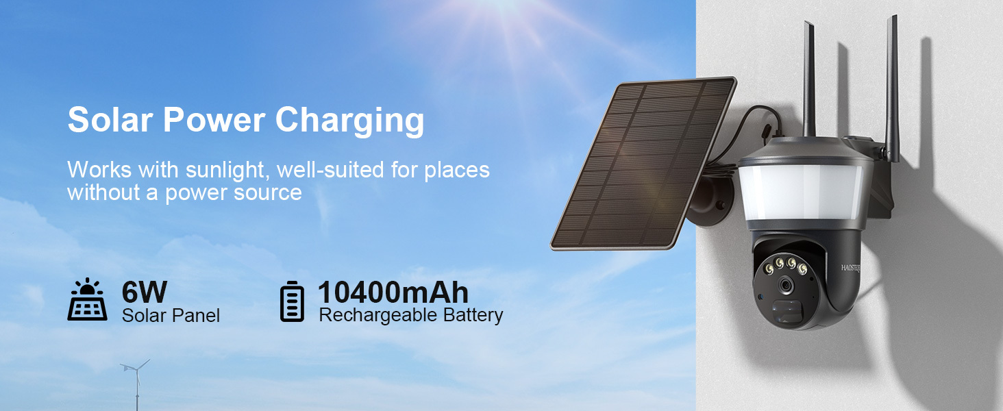 4G LTE Cellular Security Camera Wireless Outdoor, No WiFi Security Cameras Solar Powered, PIR Detection, 360°Cameras for Home Security with Floodlight, 2K Color Night Vision, Built-in SIM Card