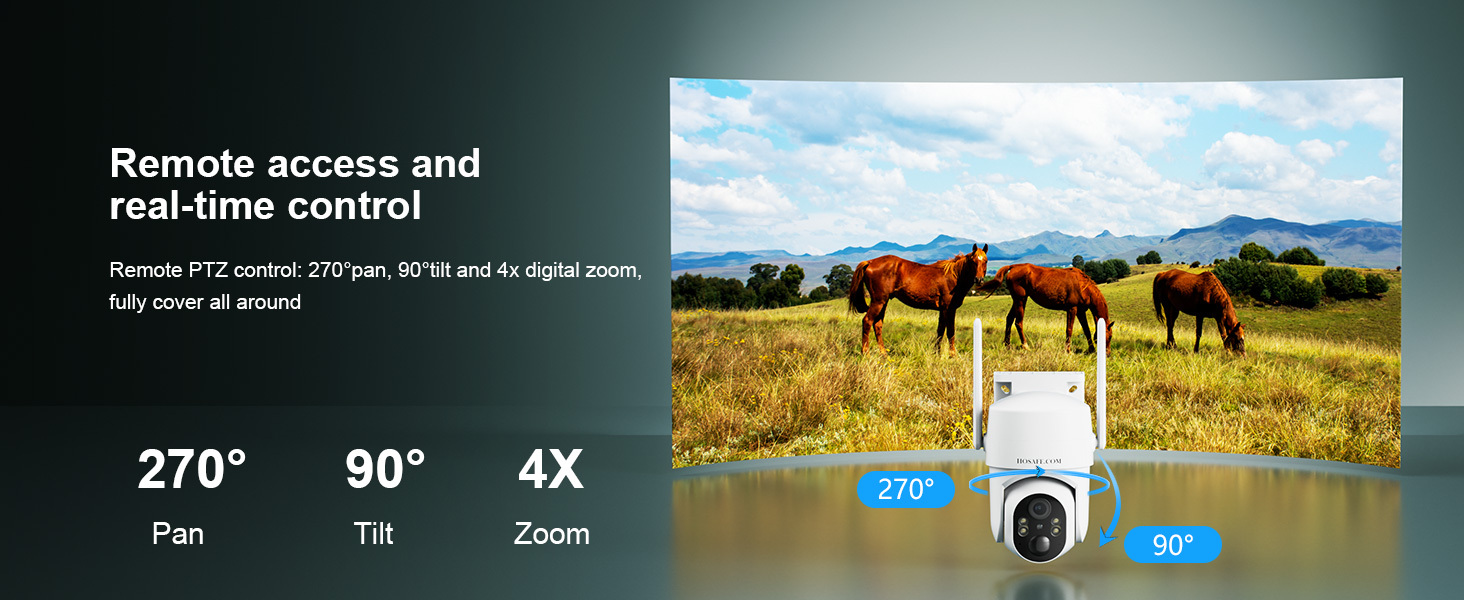 4G LTE Cellular Security Cameras Wireless Outdoor, No WiFi Security Camera, Solar Camera Outdoor Wireless, Human Detection, 360 PTZ, 2K HD Color Night Vision, 2-Way Talk, IP66 (Global Version)