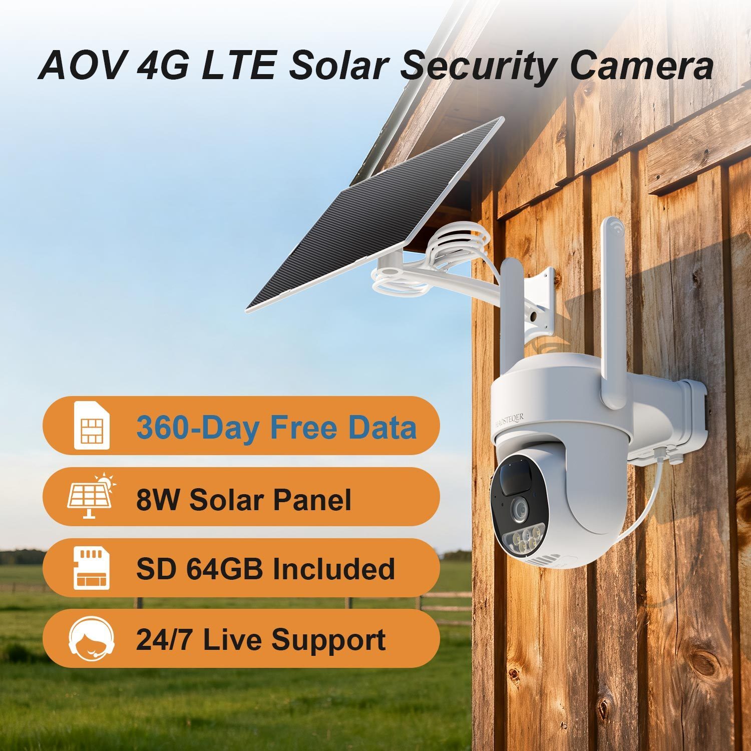 HOSAFE AOV 24/7 4G Solar Camera | 360-Day Free Data display picture 1