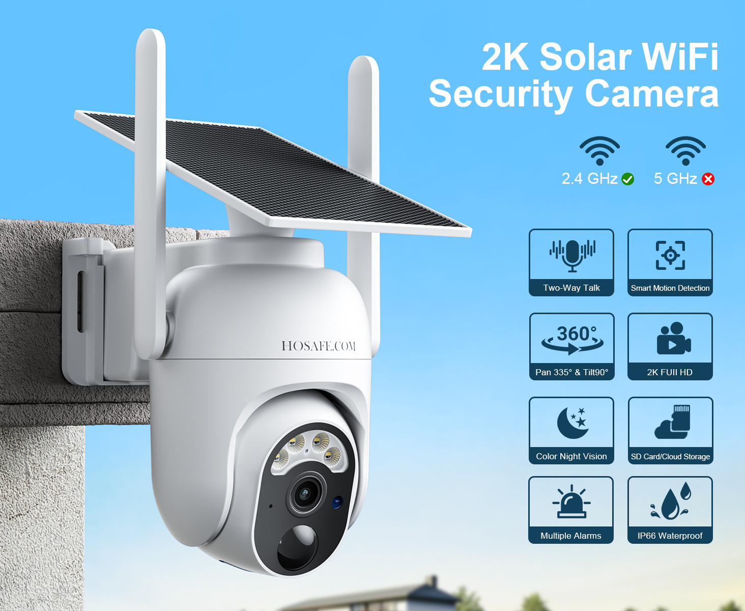 HOSAFE 2K Solar WiFi Security Camera