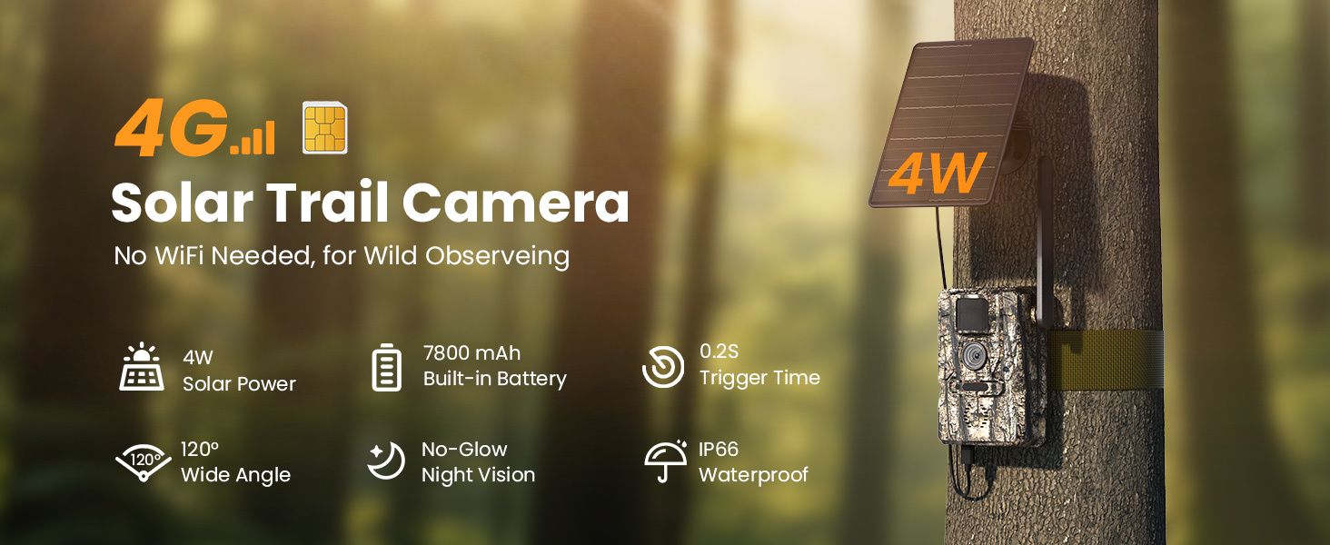 HOSAFE 4G Solar Cellular Trail Camera — Flash Sale