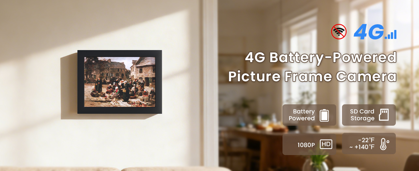 HOSAFE 4G Picture Frame Indoor Security Camera